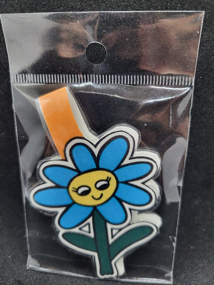 Cute Cartoon Smiley Blue Peony Magnetic Bookmark – 3.5" product image (1)
