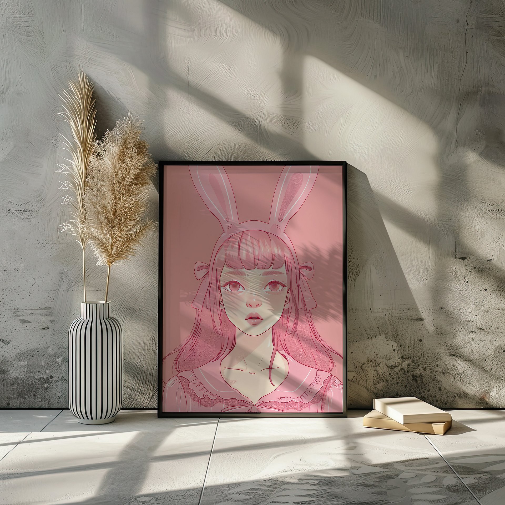 Pink Rabbit Girl Coquette Art Print product image (22)