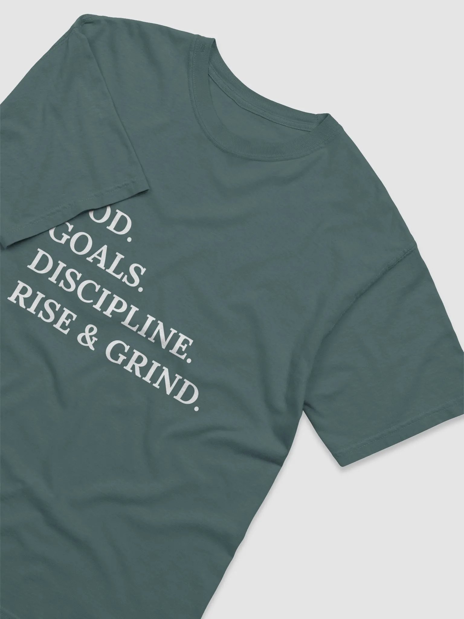 GOD. GOALS. DISCIPLINE. RISE & GRIND T-SHIRT (WHITE) product image (2)