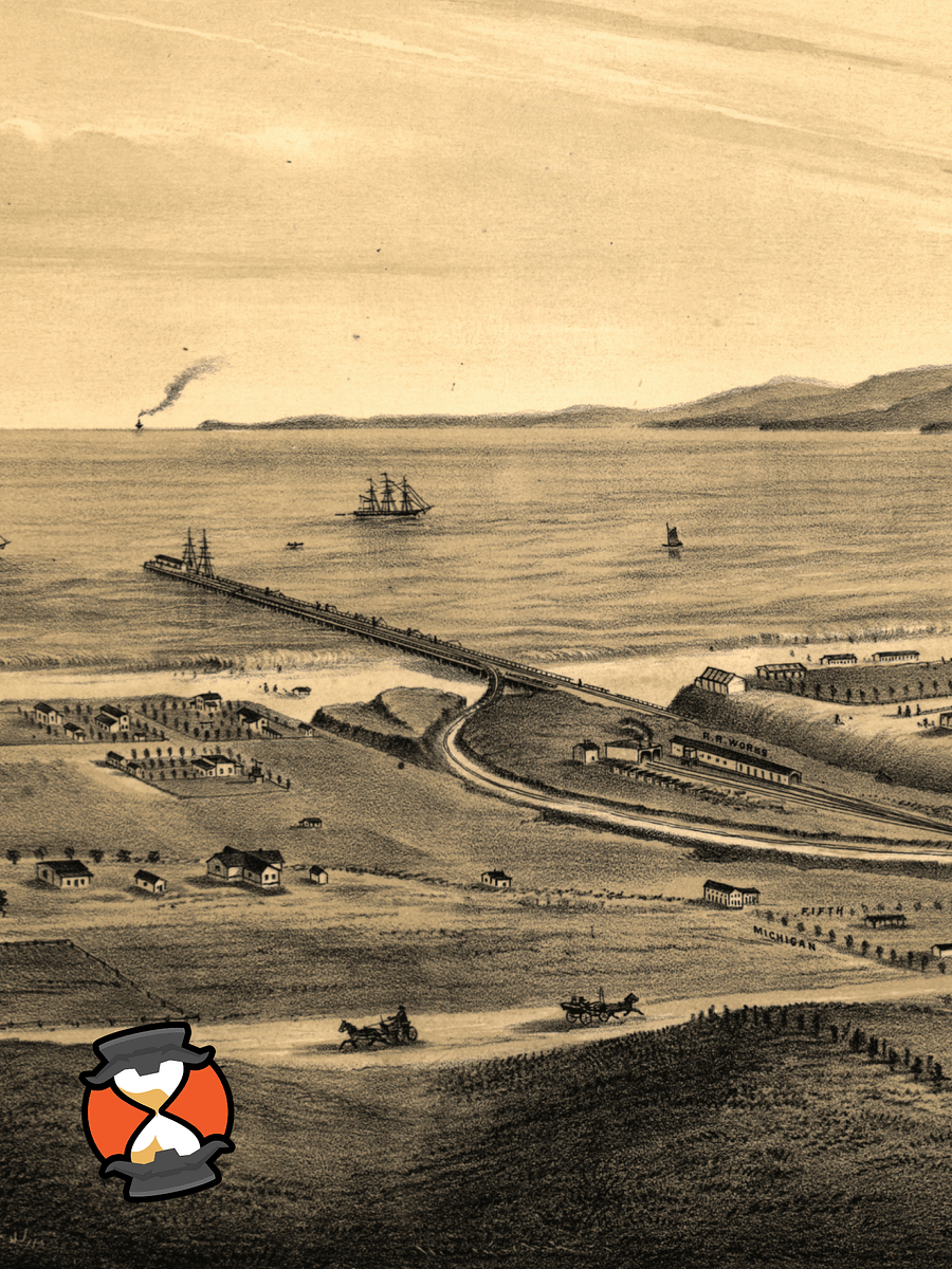 Santa Monica 1877 Poster Print – Hand-Drawn Historic City View (Unframed) product image (2)