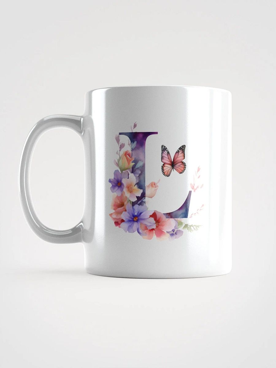 Letter L Monogram Floral Fantasy White Glossy Mug product image (16)