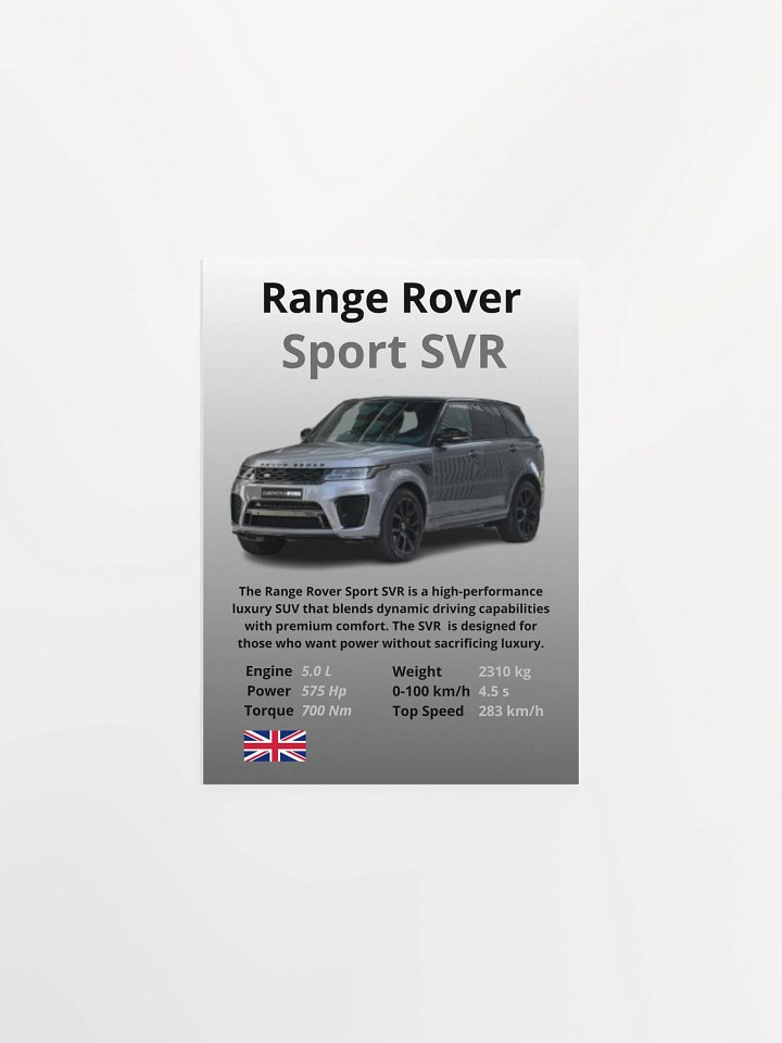 Range Rover Sport SVR Wall Poster Without Frame product image (1)