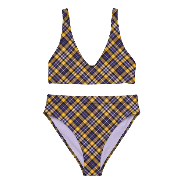 Purple and Yellow Gold Sporty Plaid Bikini product image (2)