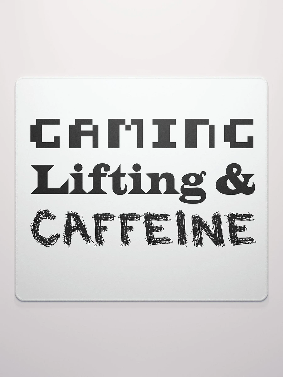 Gaming, Lifting & Caffeine Mouse Pad - Black Lettering product image (2)