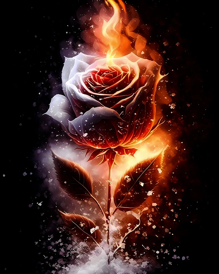 Flaming Rose Poster: A Symbol of Passion and Resilience in Nature Matte Poster product image (1)