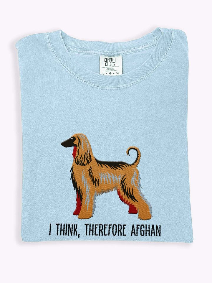 I Think, Therefore Afghan T-Shirt(Embroidered) of an Afghan Hound(Black Mask) product image (1)
