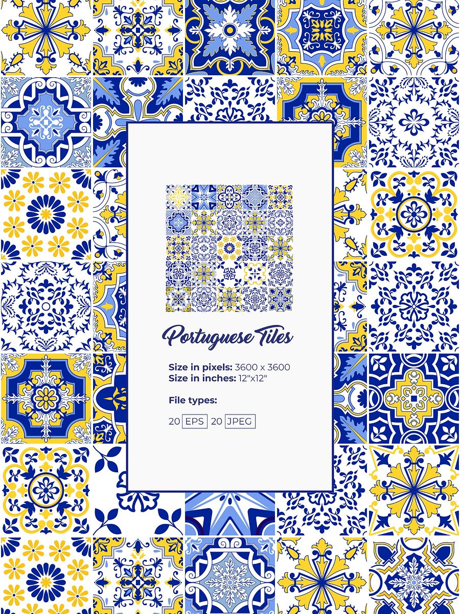 Portuguese Tiles Digital Papers Vector Bundle SET3 product image (6)