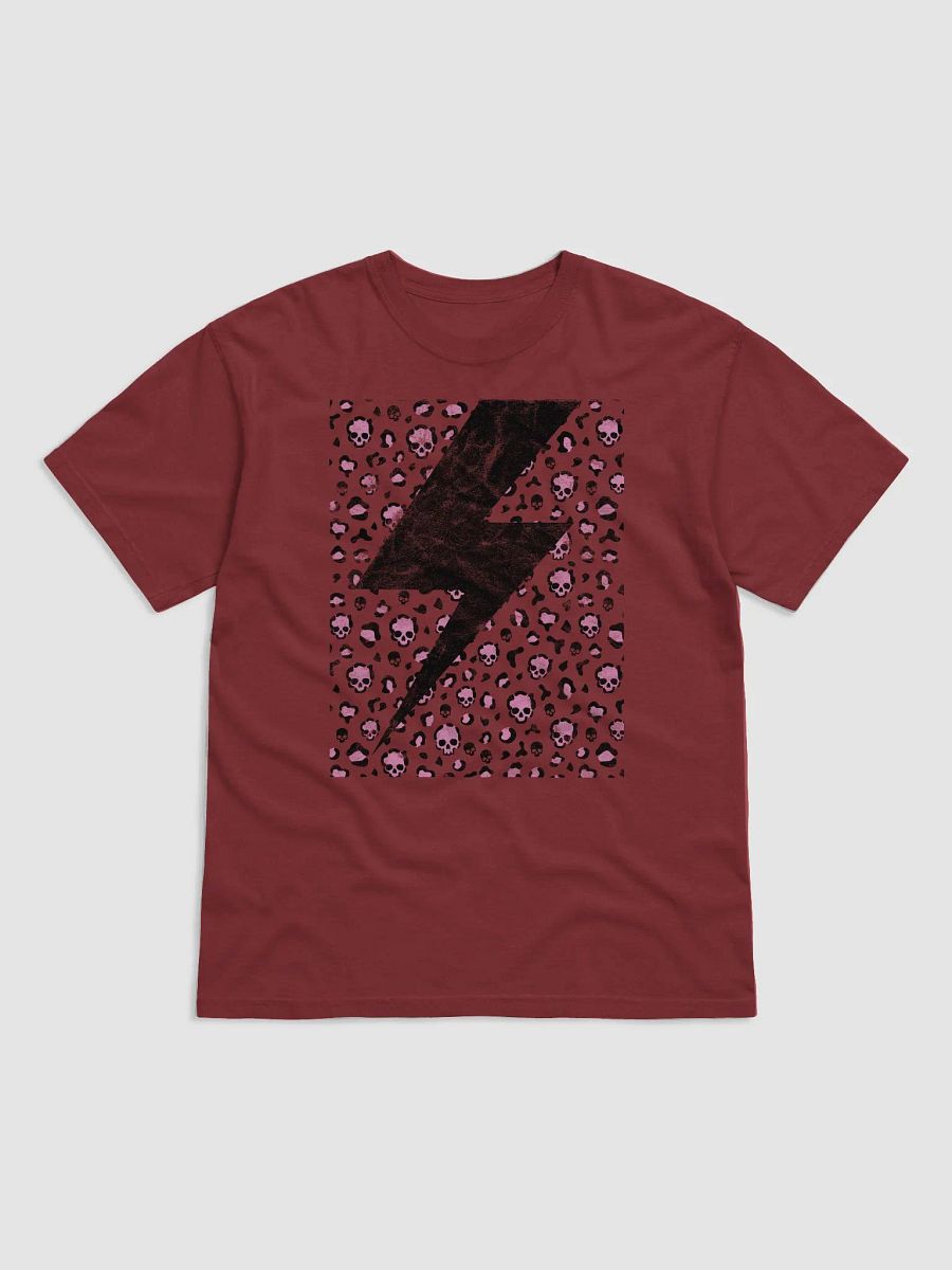 Lightning Bolt on a Leopard Print Pattern of Skulls(Pink) T-Shirt | Trendy Fall and Halloween Design product image (4)