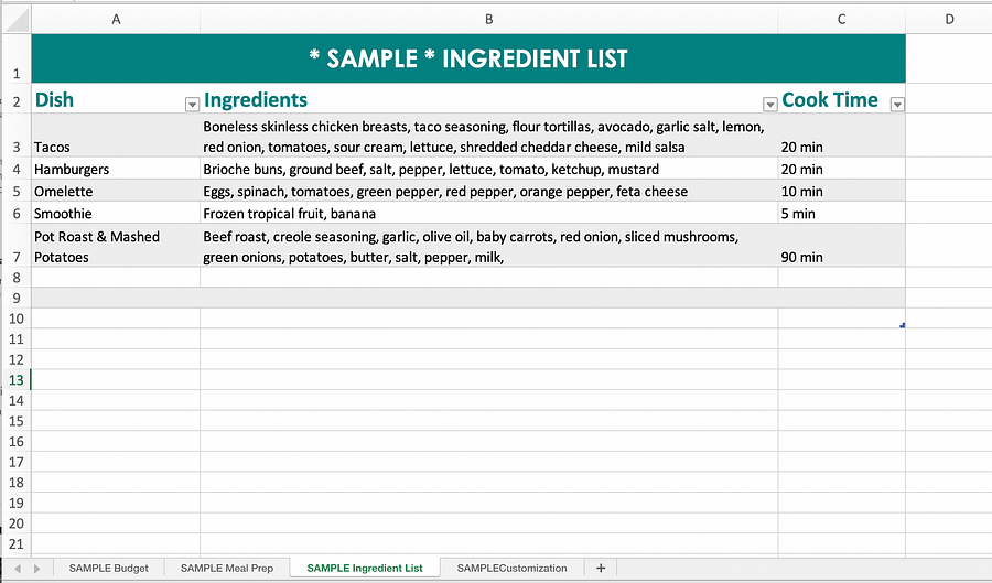 Grocery Budget & Shopping List Excel Spreadsheet Template product image (8)