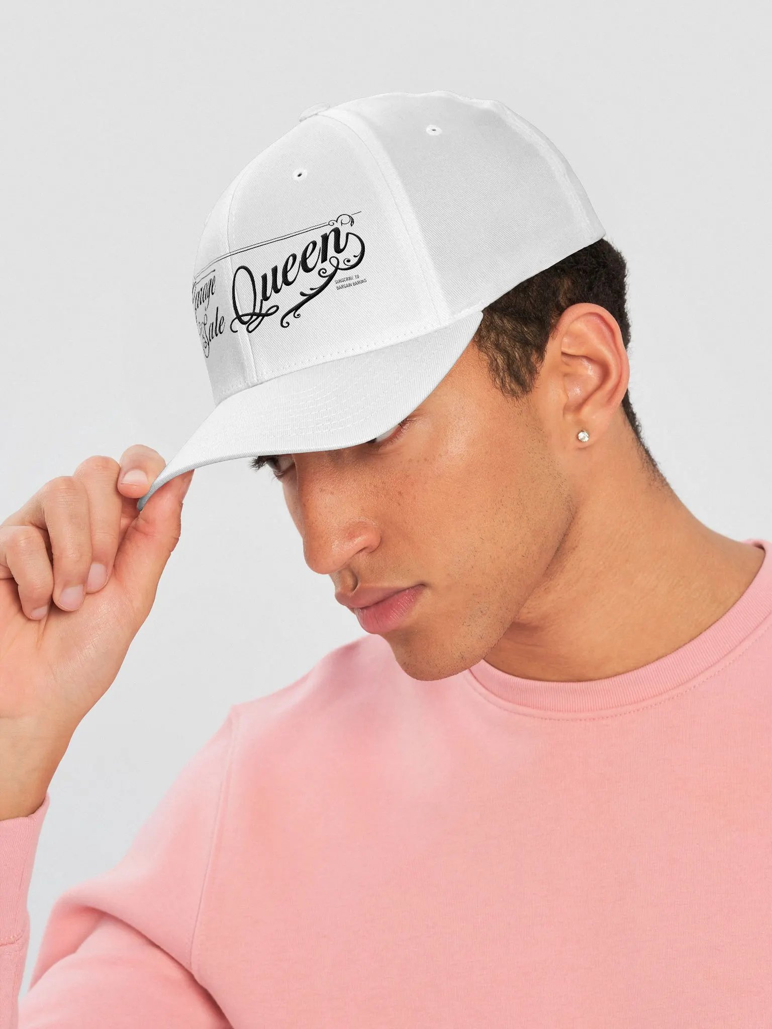 GARAGE SALE QUEEN (White Embroidered Fitted Cap) product image (6)