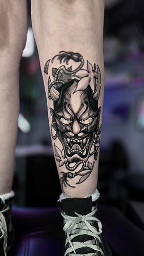 A fun little Hannya mask tattoo  from toda