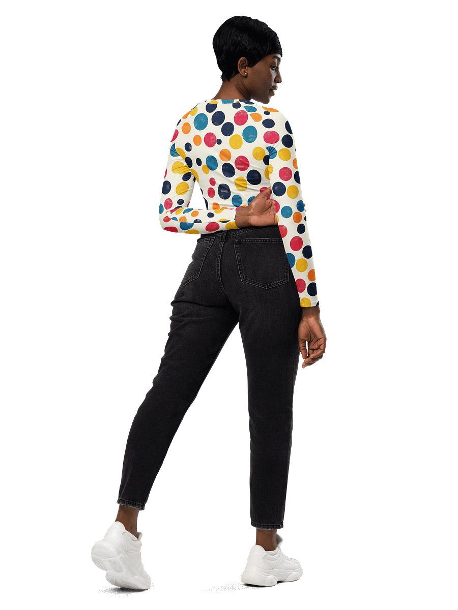 Polka Dot Illusion Vintage Retro Long Sleeve Crop Top product image (5)
