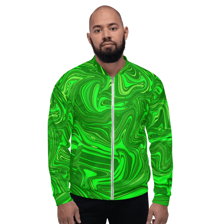 Unisex Bomber Jacket - Different Shades of Green Digital Fluid Art product image (2)