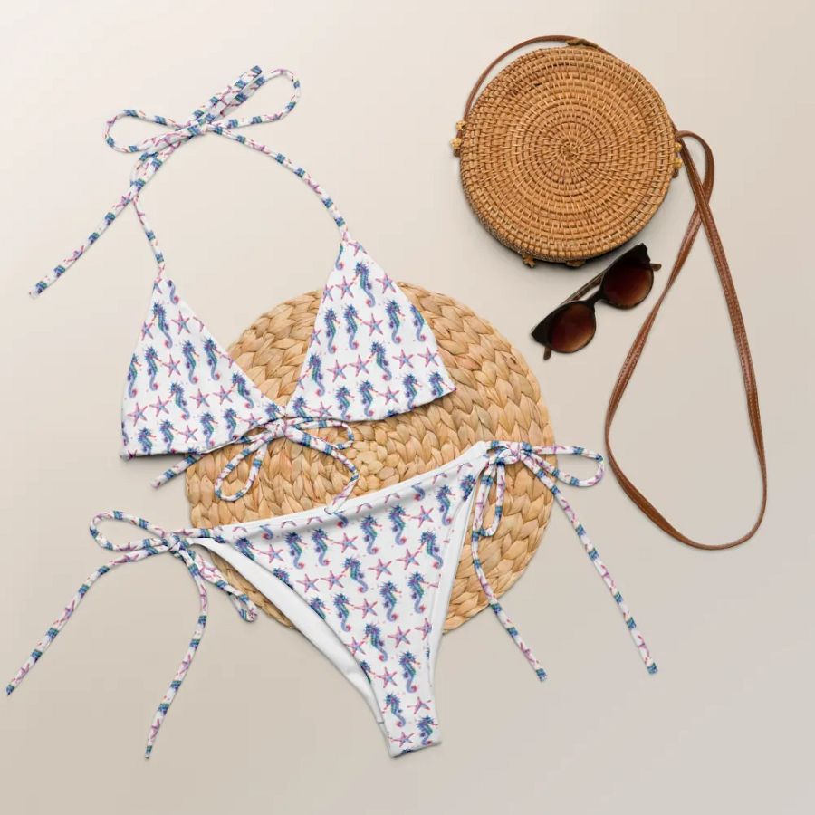 Watercolour Seahorse And Starfish Pattern Bikini Set product image (7)