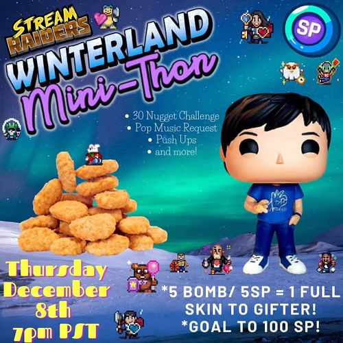 On Thursday, the overdue 30 piece nugget challenge unlocked at the skinathon will take place! Bring your nuggets too! We’ll a...
