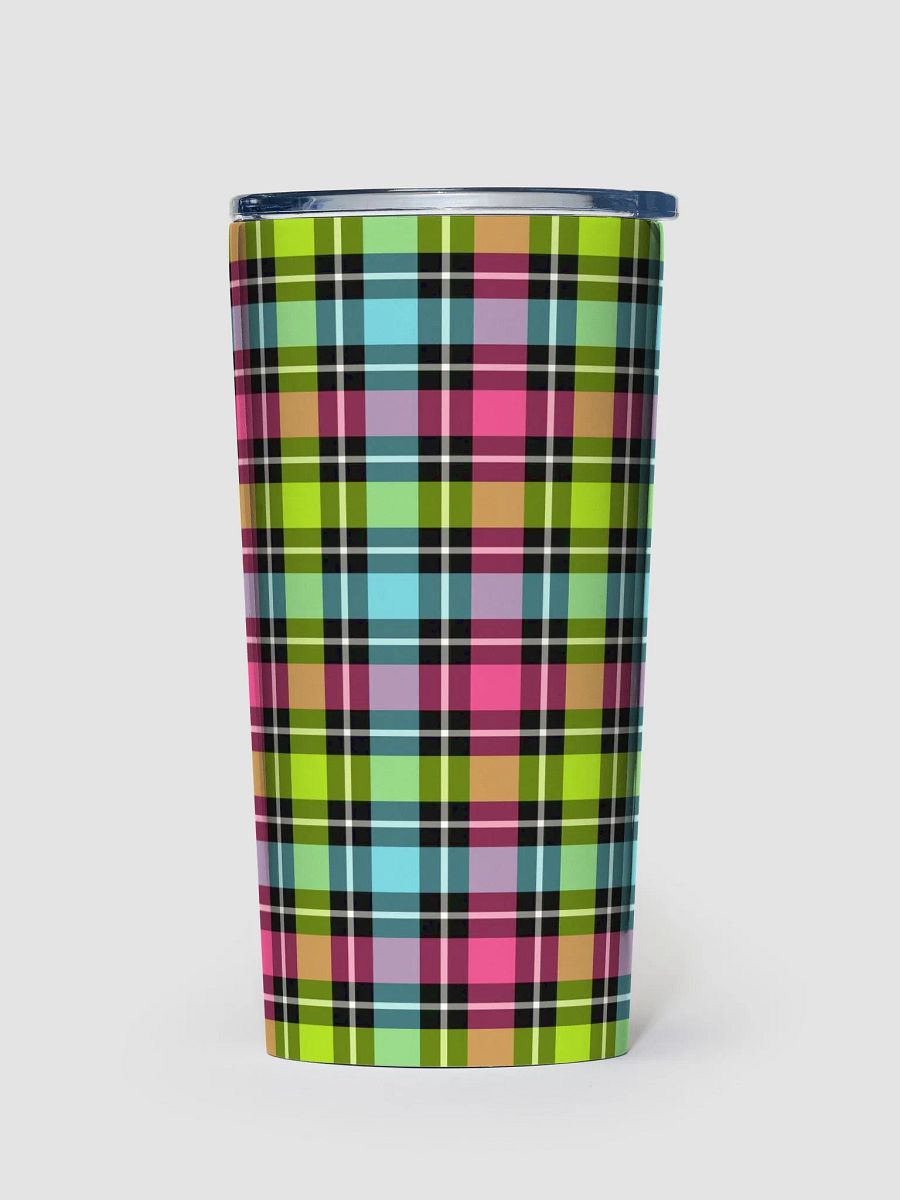 Neon Checkered Plaid Travel Tumbler product image (2)