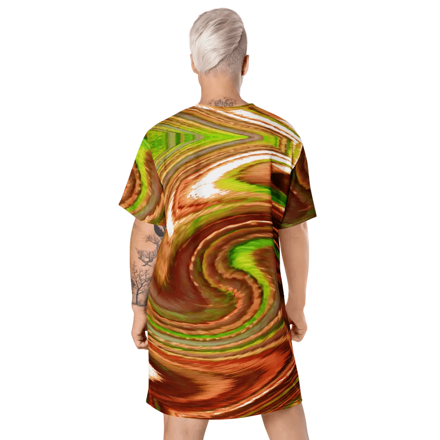 Abstract Swirling Earth Tones Lochan Reflections Women's T Shirt Dress product image (11)