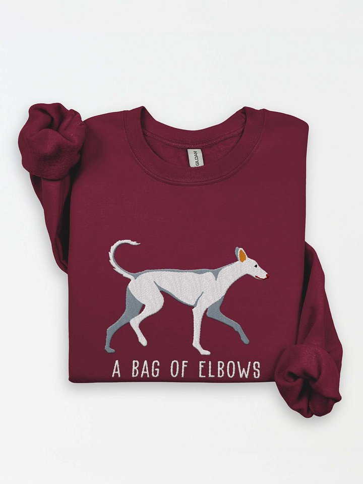 A Bag of Elbows Sweatshirt (Embroidered) of an Ibizan Hound(White) product image (1)