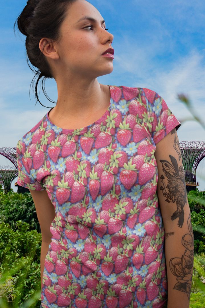 Cute Strawberry Pattern All Over Print T-shirt product image (1)