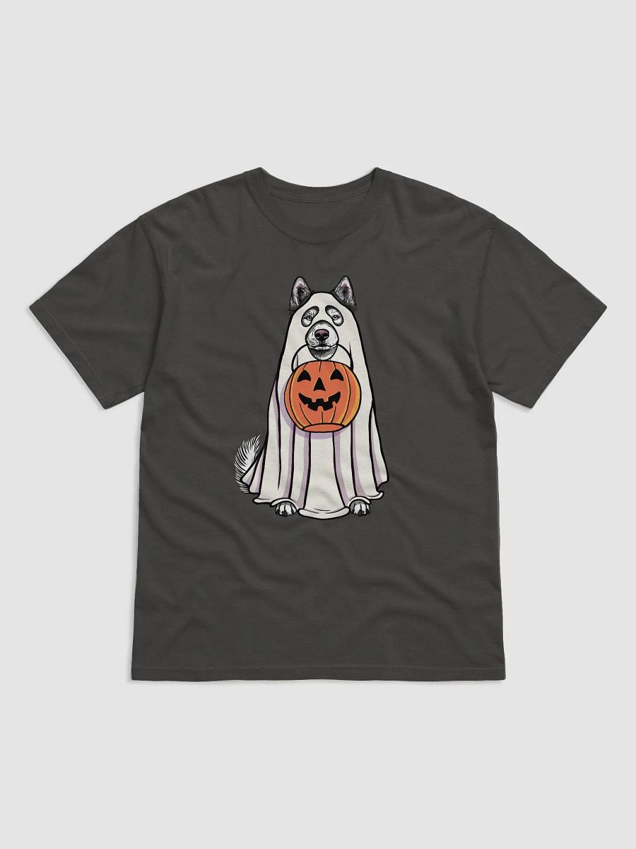 Funny Halloween Alaskan Malamute T-Shirt | Funny Dog Wearing a Ghost Costume and Holding a Pumpkin Basket product image (17)