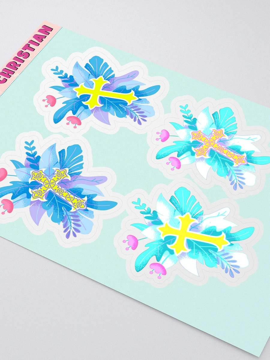 Blue Floral Crosses Sticker Sheet product image (2)