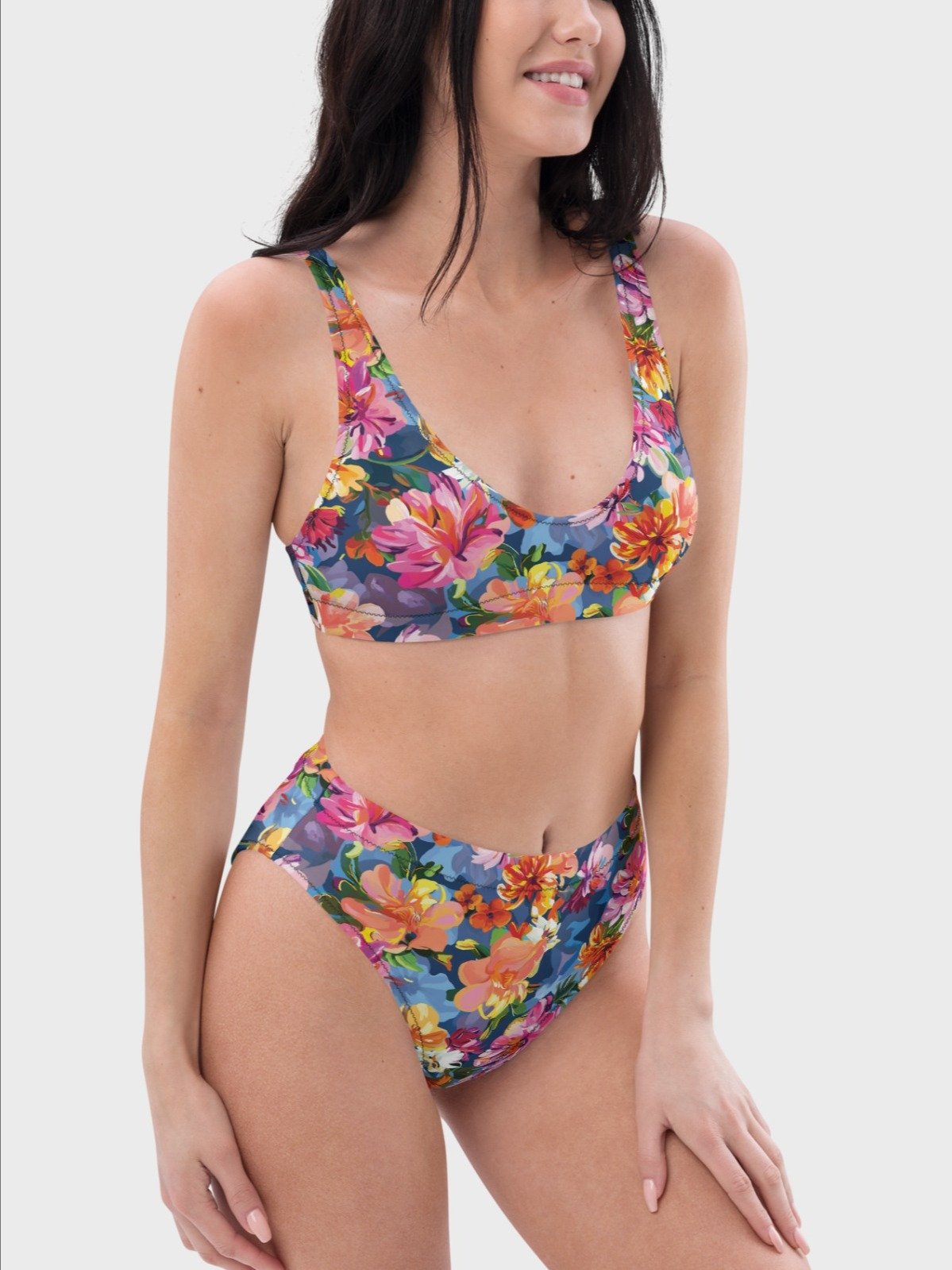 High-Waisted Bikini Bottom "Bold Abstract Florals" product image (5)