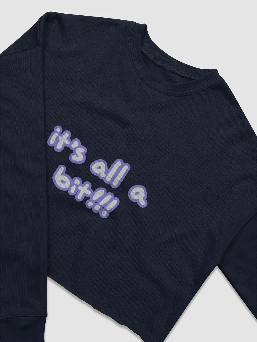 “It’s all a bit!!!” (sm. lined design, #9081ED) Women's Fleece Crop Sweatshirt product image (33)