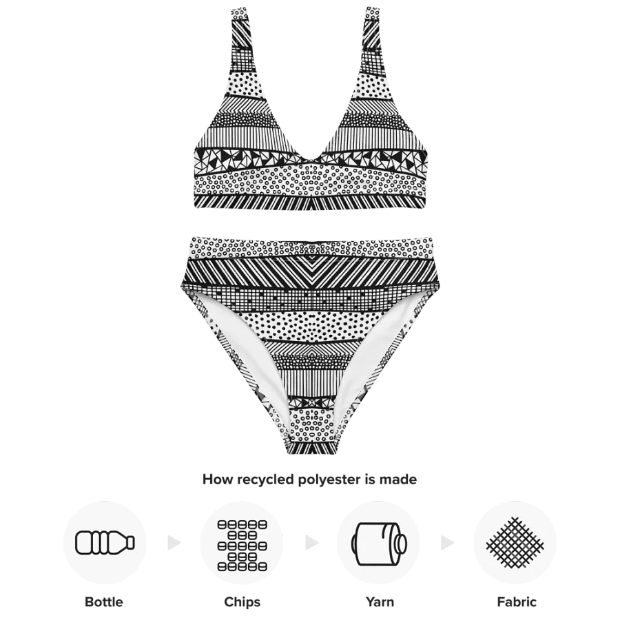 Modern pattern in black and white High Waisted Bikini product image (5)