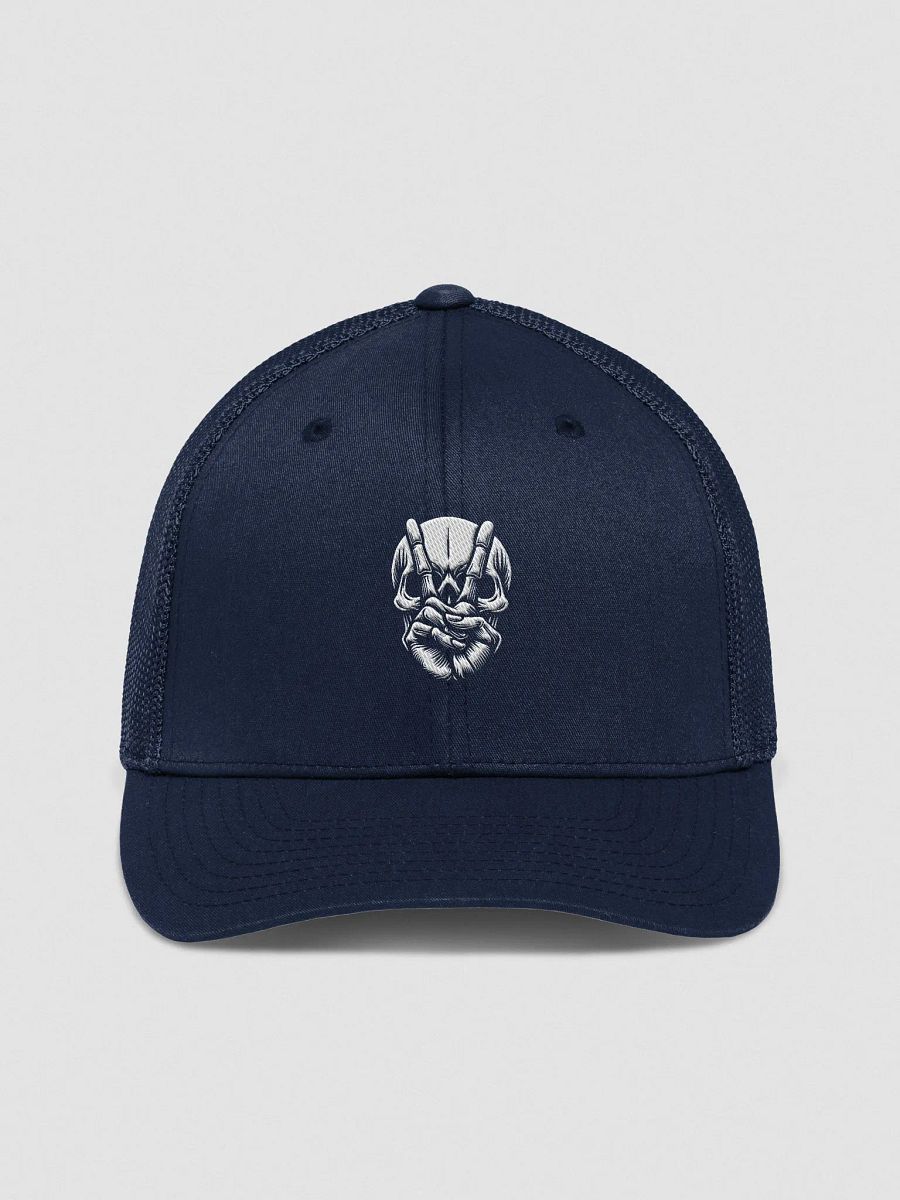 Pixelated Skull Flexfit Trucker Hat | AI Design peace skull image product image (2)