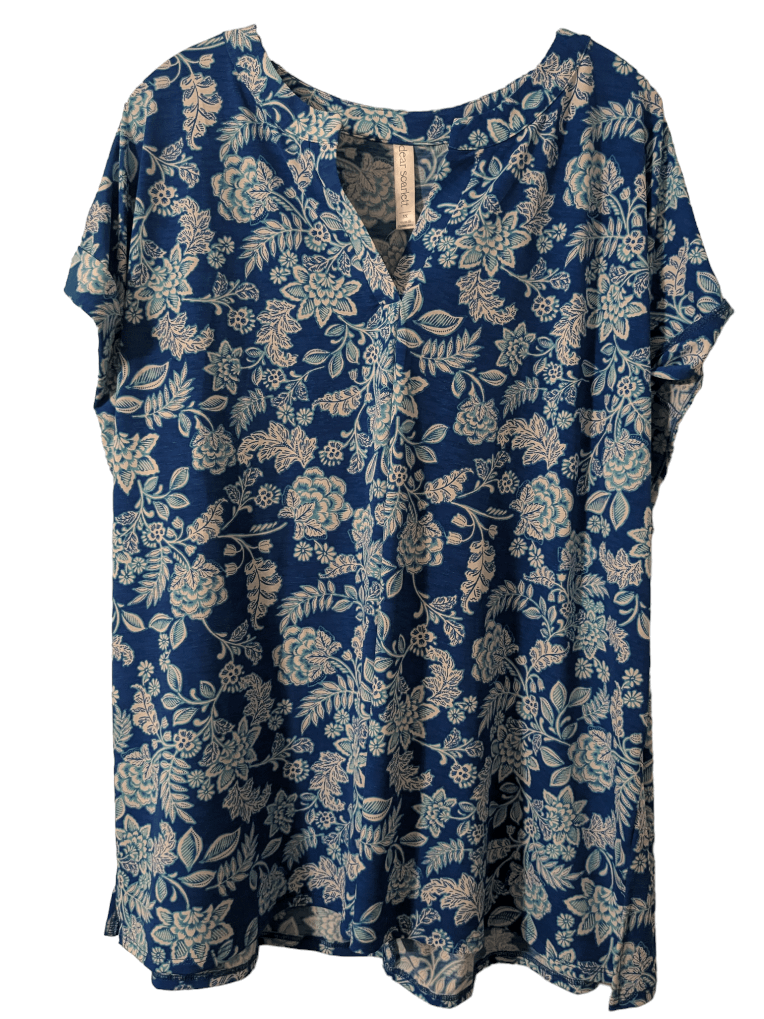 3X Dear Scarlett Blue V-Neck Short-Sleeve Top product image (1)