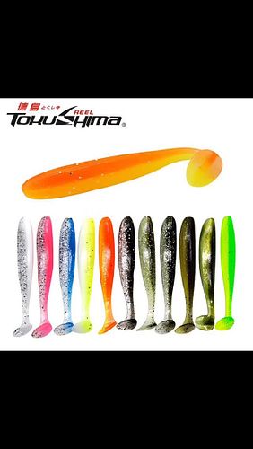 Check out 10pcs/bag Soft Lures T Tail 1.2g/5.5cm 2g/7cm 4.2g/9cm Double Color Paddle Tail Swimbaits Worm Lures Road Sub Bait ...