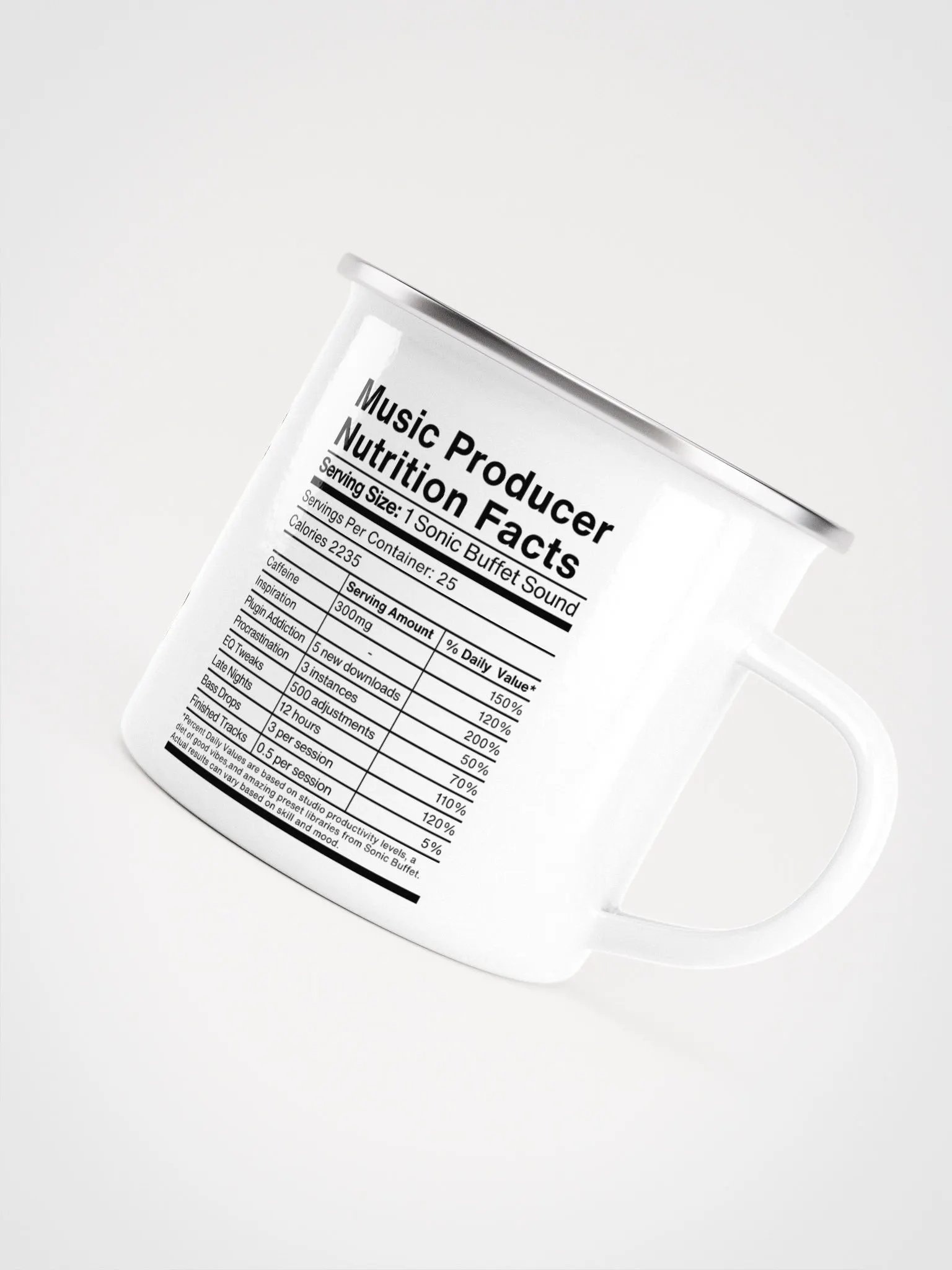 "Music Producer Nutrition Facts" Enamel Coffee Mug product image (5)