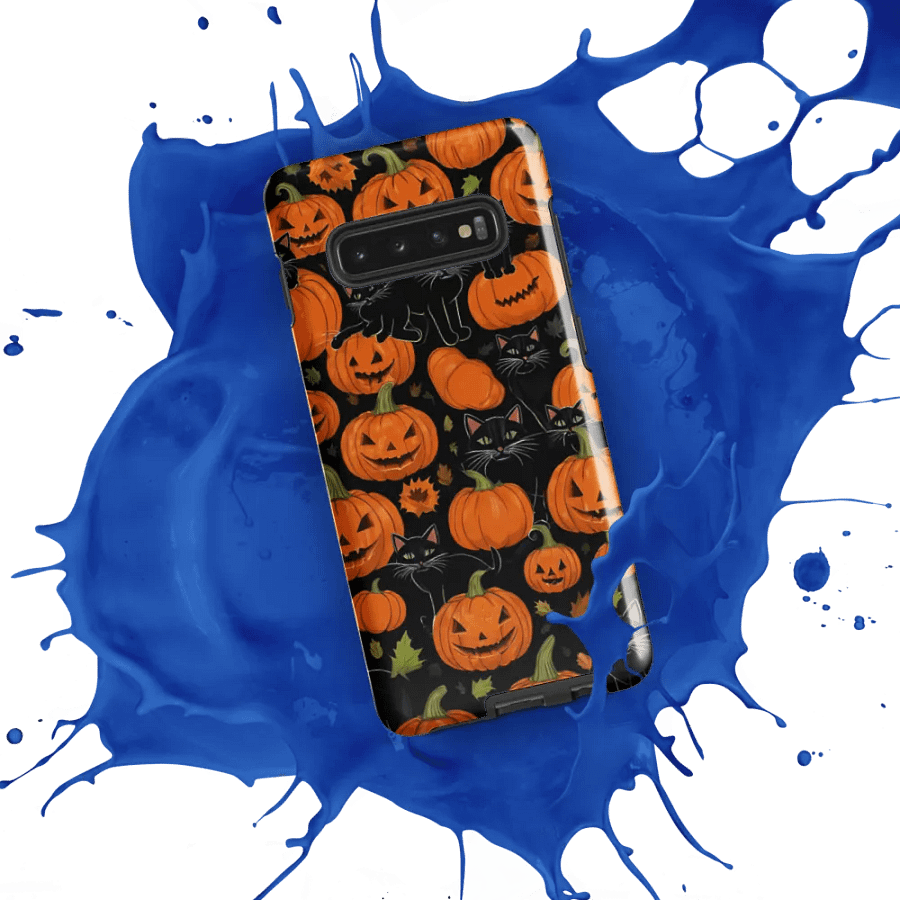 Haunted Whimsy: Pumpkin & Cat Face Samsung Galaxy Case product image (52)