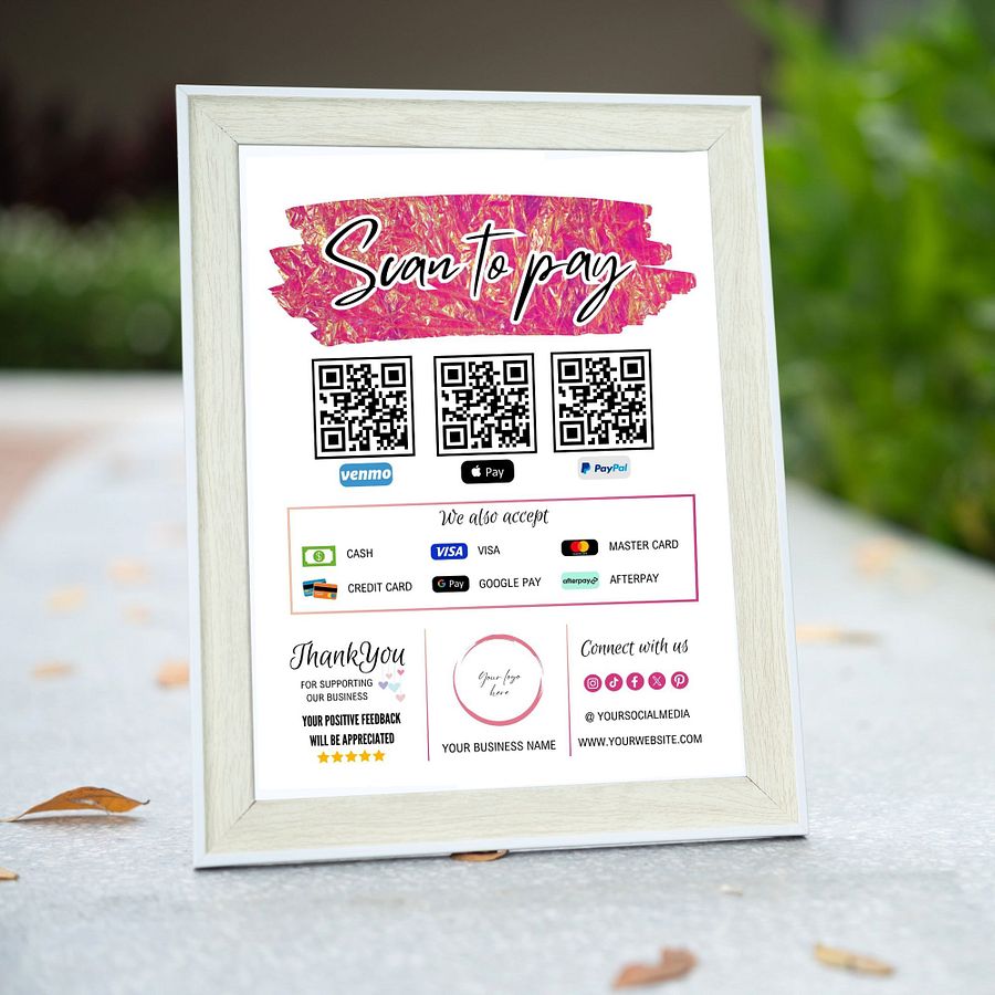 Pink Marigold - Scan To Pay QR Code Sign Template product image (7)