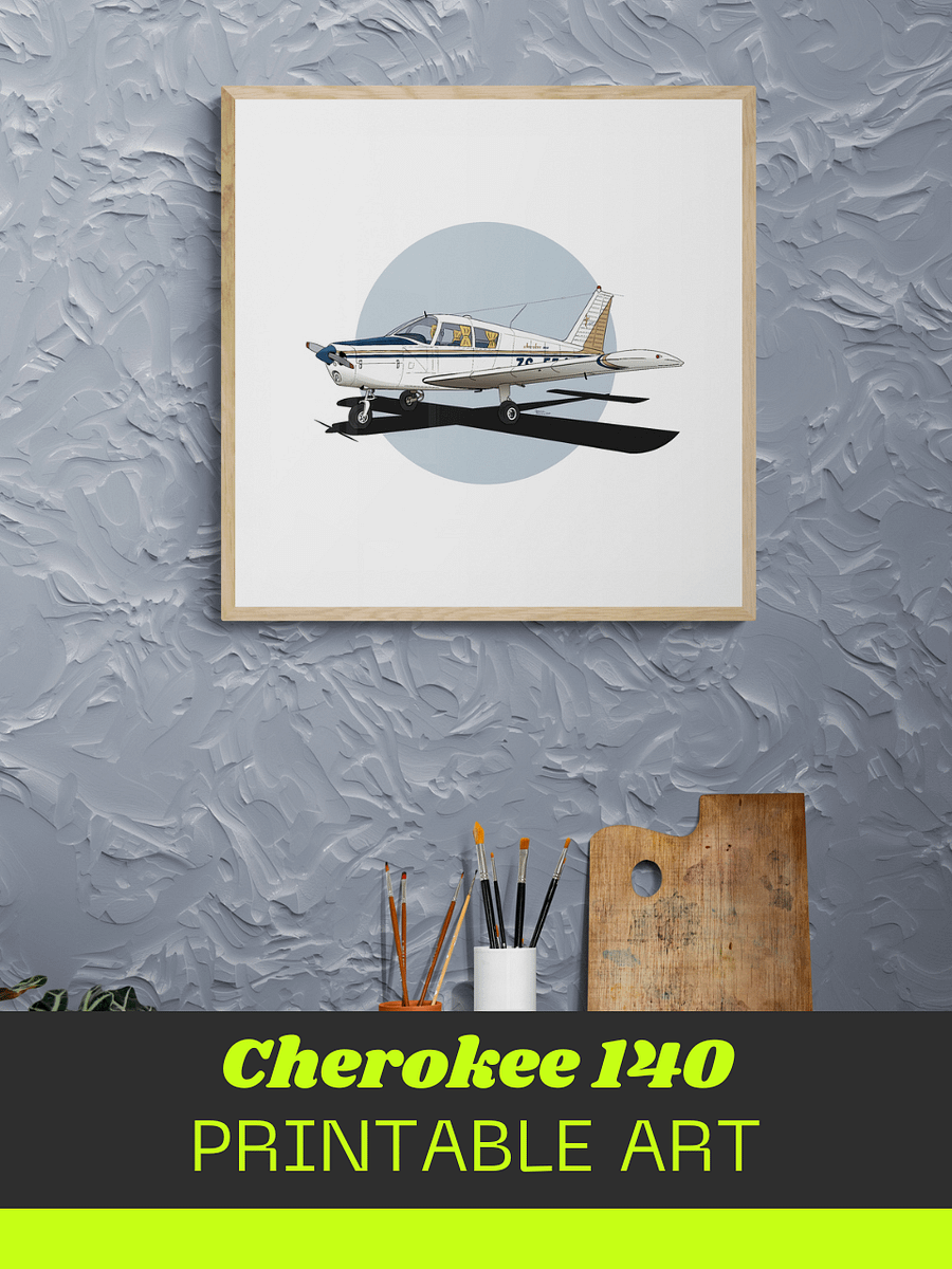 Piper Cherokee 140 ZS-EEJ Digital Printable Aviation Art Illustration Square Size The perfect Pilot Gift product image (1)