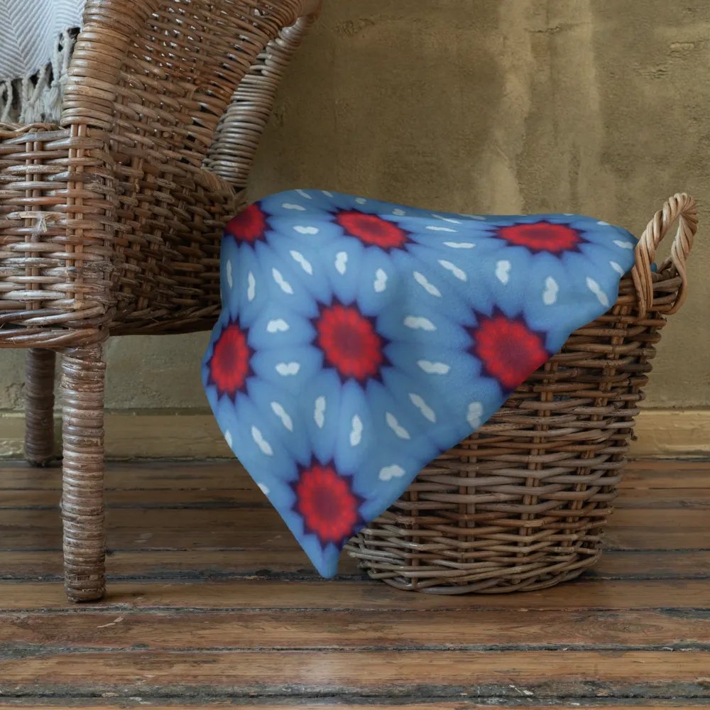 Blue Red & White Sunshine Seamless Patterned Throw Blanket product image (2)