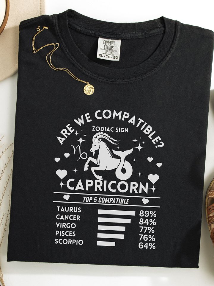 Capricorn Zodiac Sign Romantic Compatibility T-Shirt -Dark Comfort Colors 1717 product image (1)