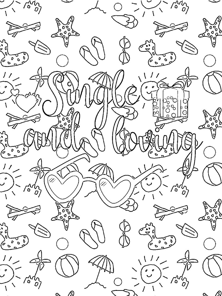 Valentine Quotes Coloring Book for Singles-Cupid Rhymes with Stupid: Funny Anti Celebration Love Slogans to Color product image (7)
