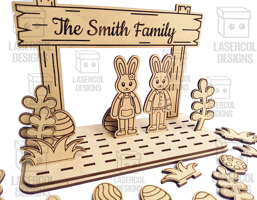 Easter Bunny Family Diorama (15 Different Bunnies) - Laser Cut Files product image (10)