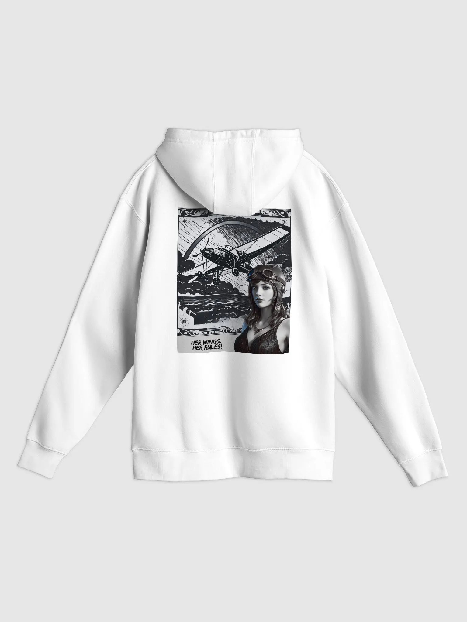 Her Wings, Her Rules - Vintage Aviation Flapper Rear Graphic - Hoodie product image (46)