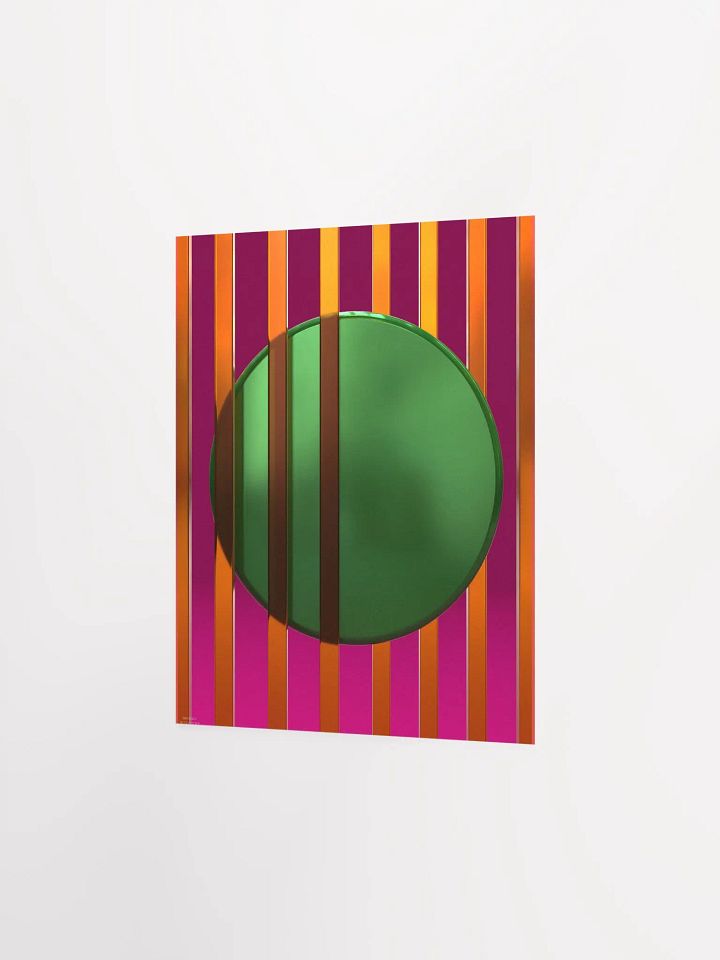 Minimalist 3D Digital Art | Orange Lines Green Circle on Pink Background product image (2)