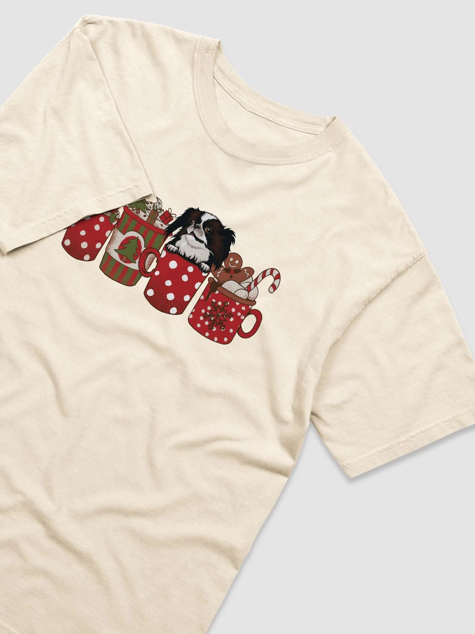 Cute Japanese Chin in a Christmas Cup T-Shirt | Funny Christmas Pup in a Cup product image (16)