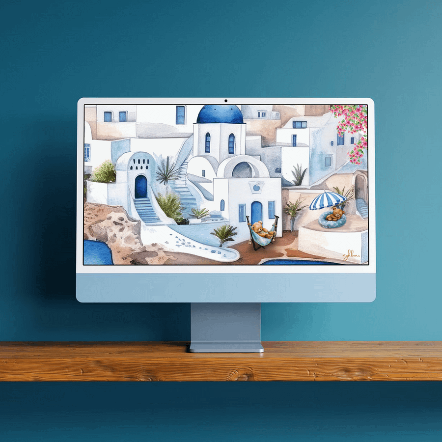 Santorini Dreaming Desktop, Laptop & Smart TV Digital Wallpaper | Instant Download | Multiple Resolutions product image (4)