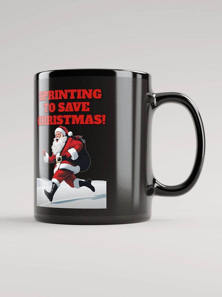 Sprinting To Save Christmas - Santa Claus Black Mug product image (1)