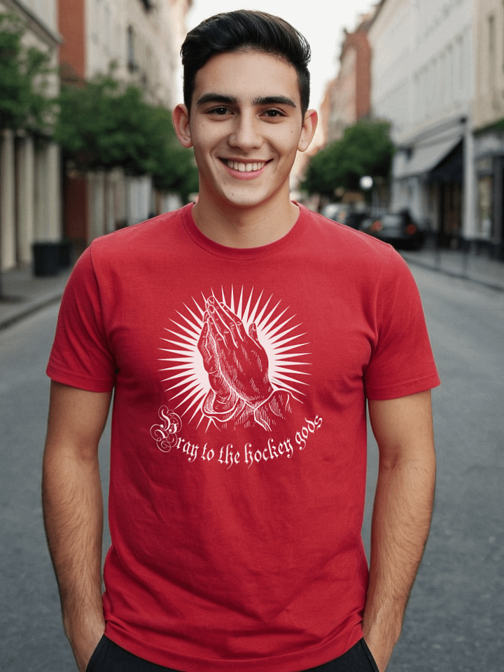 Funny Hockey T-Shirt – Pray to the Hockey Gods – Beer League Hockey Shirt for Men – Gift for Hockey Players & Superstitious Puck Lovers product image (1)