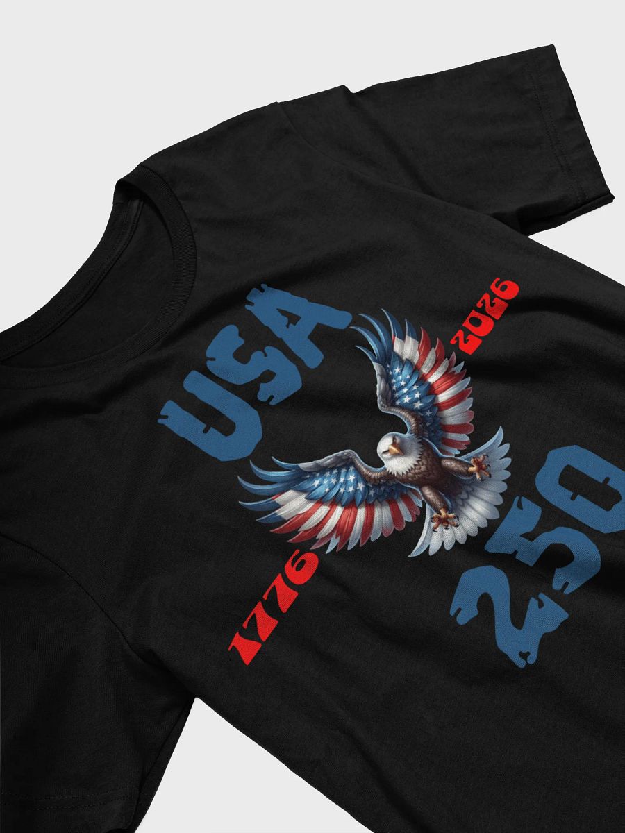 USA Eagle 250 Patriotic T-Shirt | Unisex Tee Shirt Semiquincentennial Salute to America | 1776-2026 Anniversary| Black, Navy & white product image (4)
