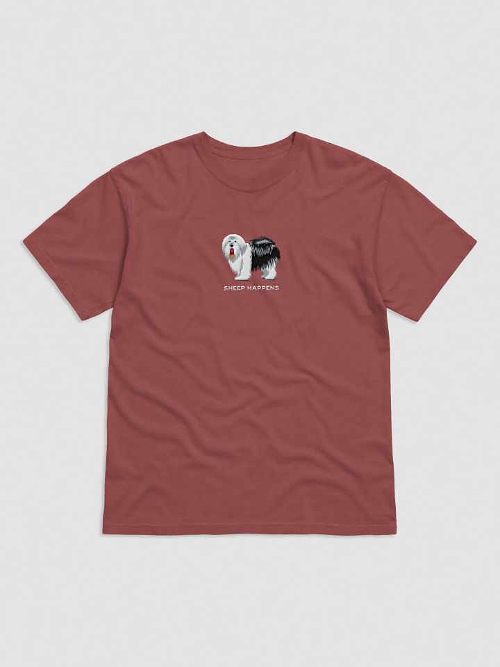 Sheep Happens T-Shirt(Embroidered) of an Old English Sheepdog(Black & White) product image (9)