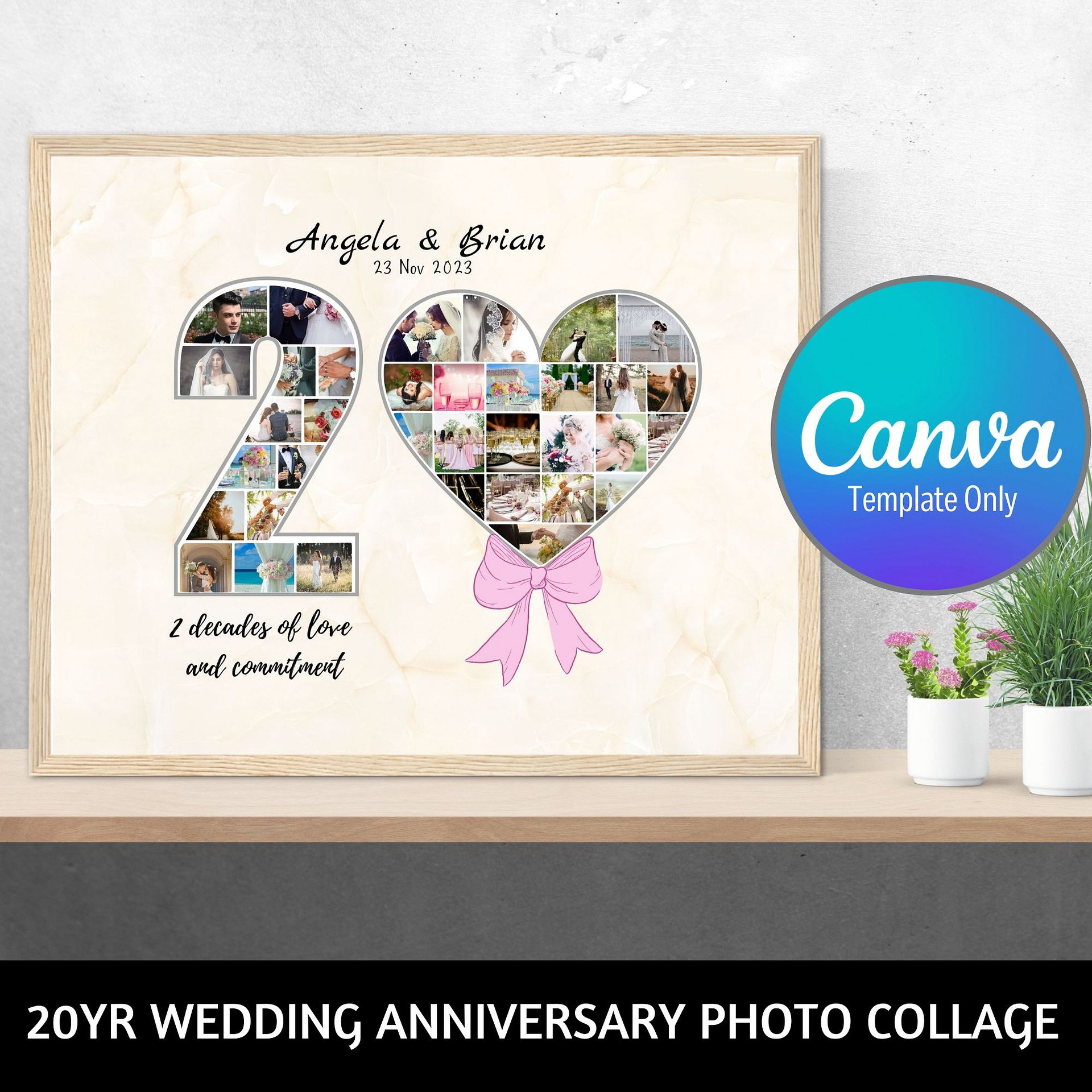 20 Year Wedding Anniversary Photo Collage Canva Template product image (1)