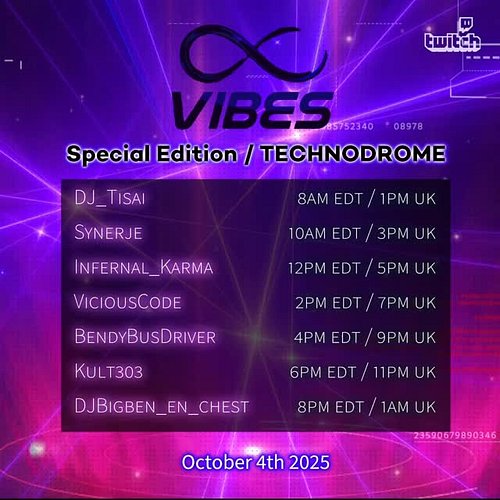 Get ready for a special edition of Infinity Vibes this Saturday (October 4th). Technodrome, a day full of hard and hypnotic b...
