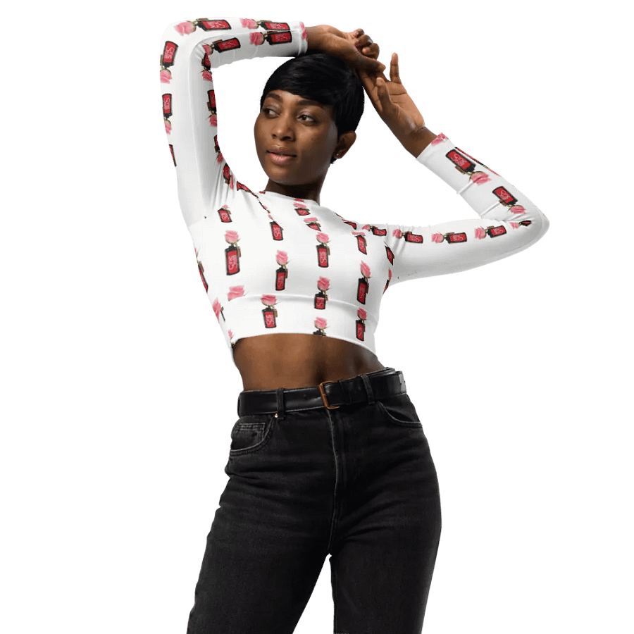 Cinestill Rose Continuous Pattern Jersey Sleeved Crop Top product image (3)